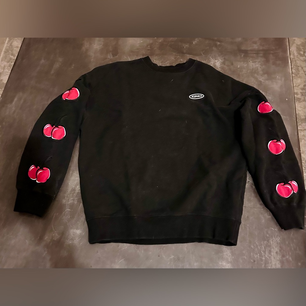 Black KIRSH Sweatshirt with Red cherries Embroidered sleeves